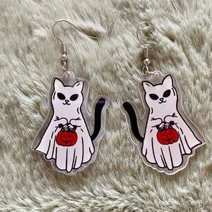 3 for $19 Cute Cat Ghost Earrings Simple Halloween Ghost Festival Ear Ornaments